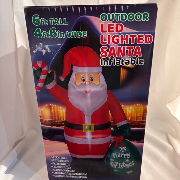 Christmas Inflatable 6' Santa Outdoor LED Lighted NEW Sealed Box - Picture 2 of 2